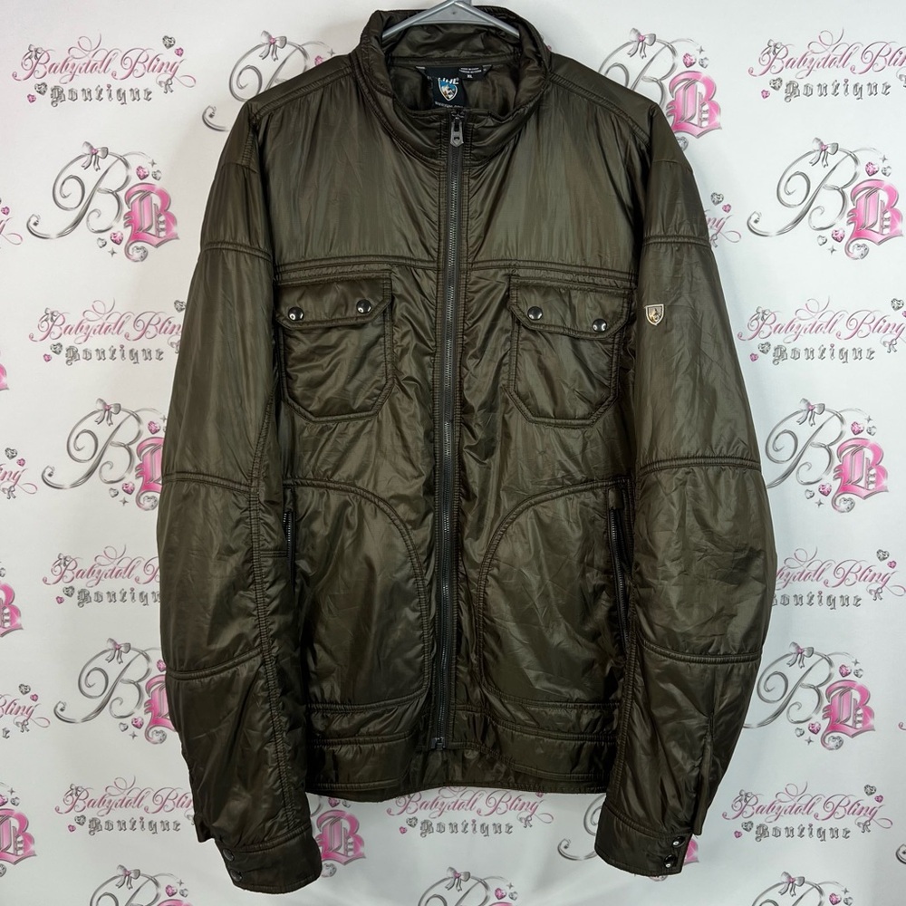 Kuhl jacket coat zip up brown cargo style Olive Green Jacket
